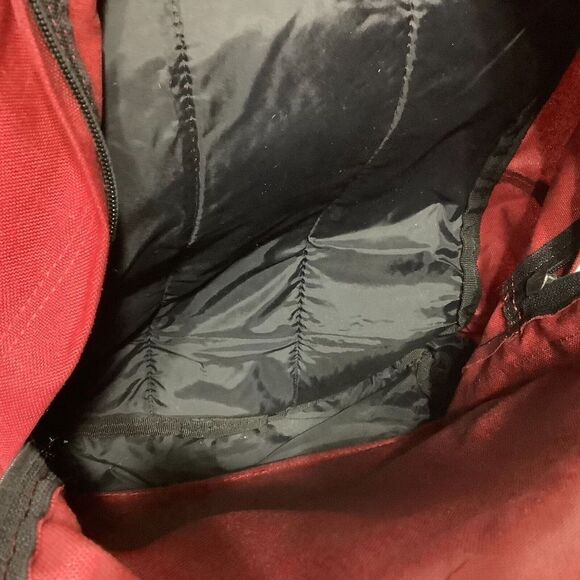 Vintage Spalding Leather Bottom Backpack Red 16" x 13" - Picture 5 of 7